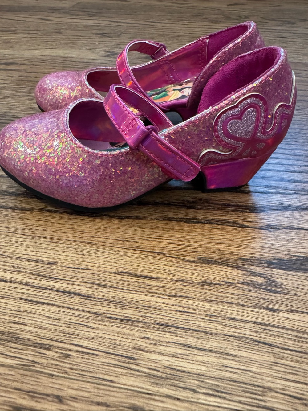 Disney Pink Glitter Mary Jane Dress Shoes with Heart Detail
